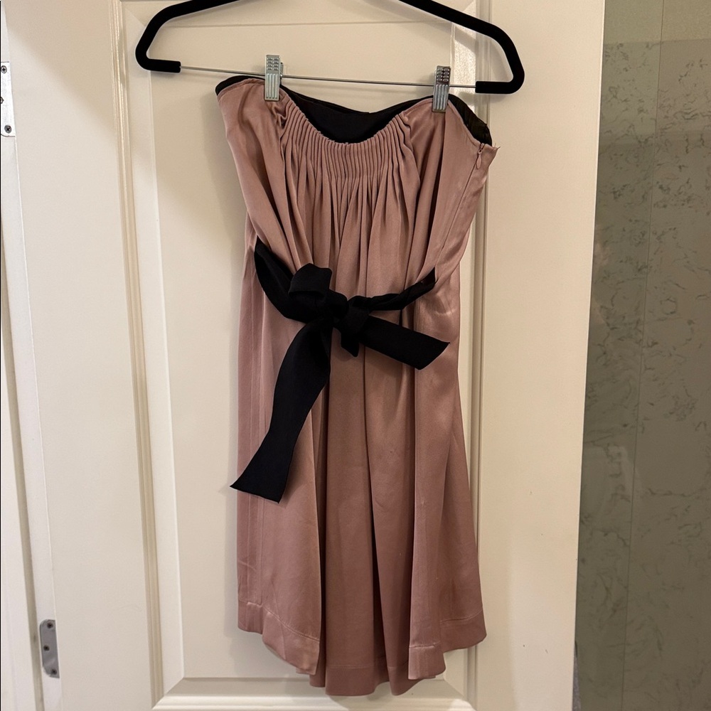 Stella McCartney Strapless Dress in Blush with Black Bow